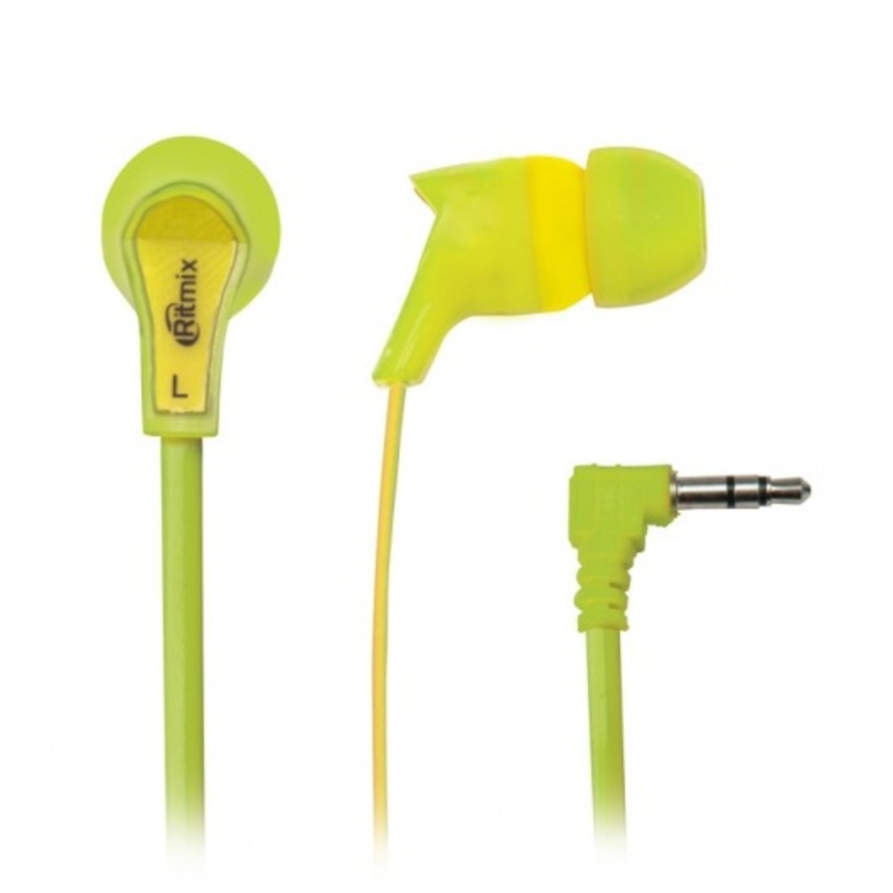 Наушники внутриканальные классические Ritmix RH-013 Green+Yellow