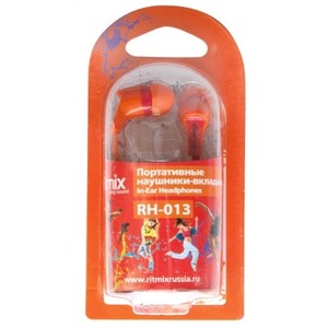 Наушники внутриканальные классические Ritmix RH-013 Orange+Red