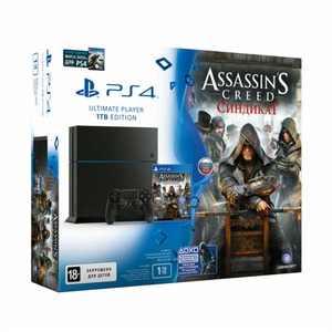 Игровая приставка Sony PlayStation 4 1TB матовая черная + Assassins Creed Синдикат + Watchdogs