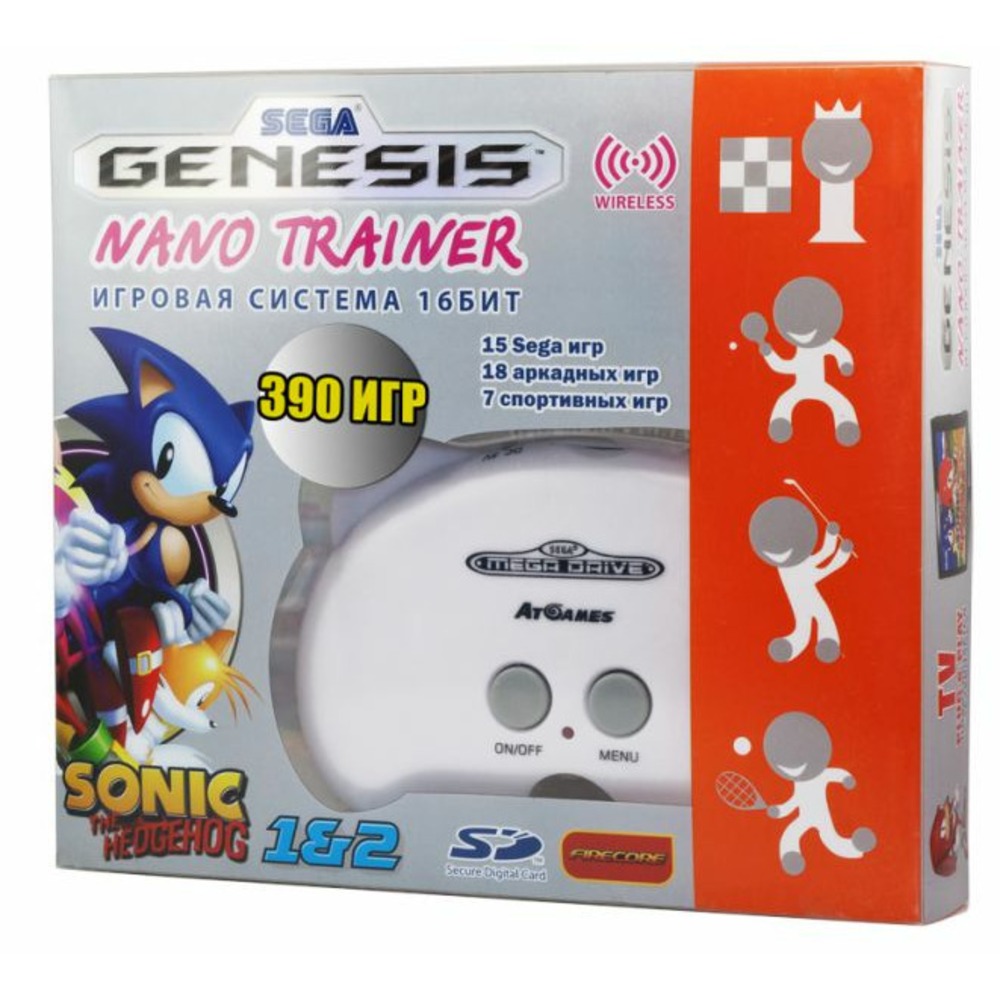 Купить игровую приставку SEGA Genesis Nano Trainer + 390 игр + SD карта +  адаптер + кабель USB (белый) недорого, отзывы, фотографии, характеристики,  низкие цены в интернет магазине БигТВ с доставкой по городу Москва