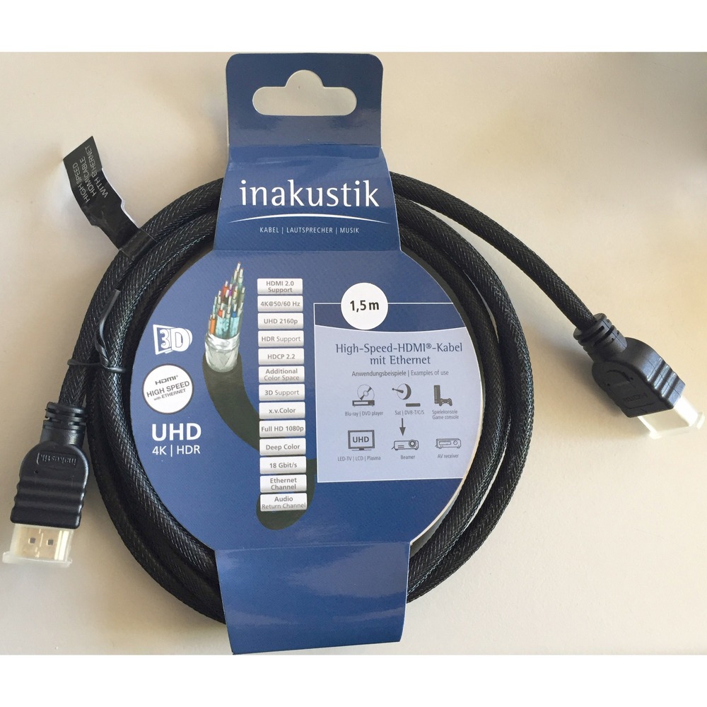 Кабель HDMI - HDMI Inakustik 313990015 Blue Line HDMI 1.5m