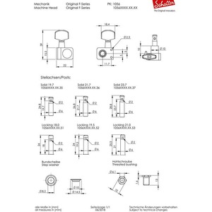 Комплект одиночной колковой механики SCHALLER 10560420.01.50 Original F-Series Locking