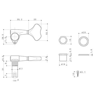 Колки для бас-гитары Gotoh GB350-C-L4