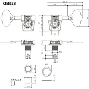 Колки для бас-гитары Gotoh GB528-N-L2+R2