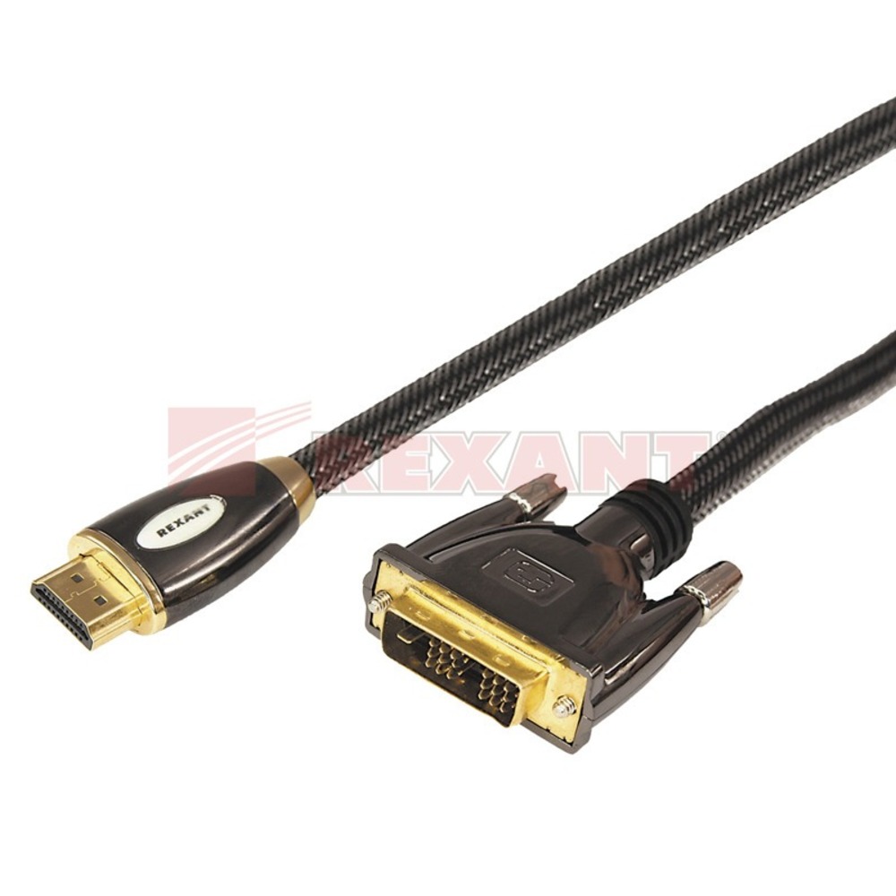 Кабель HDMI - DVI Rexant 17-6606 HDMI - DVI-D Gold (1 штука) 5.0m