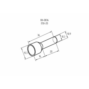 Наконечник штыревой втулочный Rexant 08-0836 изолированный F-20 мм 50 мм (НШВи 50-20) оливковый, 100шт