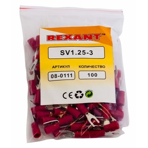 Наконечник вилочный изолированный Rexant 08-0111 3.2 мм 0.5-1.5 мм (НВи 1.5-3/НВи 1,25-3) красный (в упак. 100 шт.)