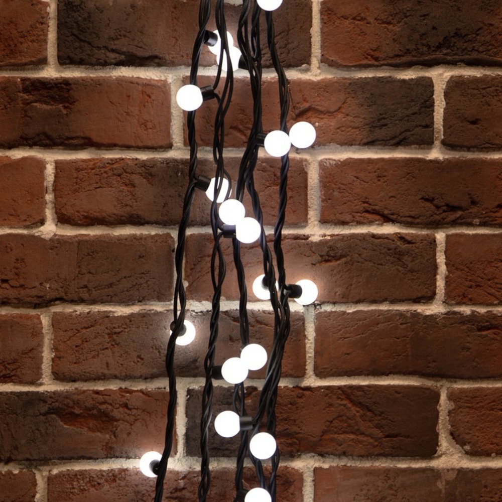Гирлянда Мультишарики Neon-Night 303-595 23 мм, 10 м, черный каучук, 80 LED, постоянное свечение, цвет Белый