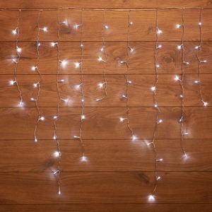 Гирлянда светодиодная Бахрома Neon-Night 255-065 3*0,8 м 200 LED БЕЛЫЕ, прозрачный ПВХ