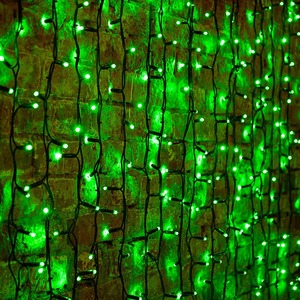 Гирлянда "Светодиодный Дождь" Neon-Night 237-124 2х1,5м, постоянное свечение, черный провод "КАУЧУК", 230 В, диоды ЗЕЛЕНЫЕ, 360 LED