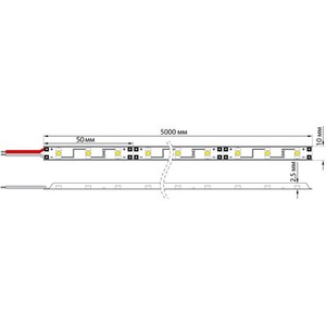 LED лента Lamper 141-332 открытая, 8 мм, IP23, SMD 2835, 60 LED/m, 12 V, цвет свечения желтый