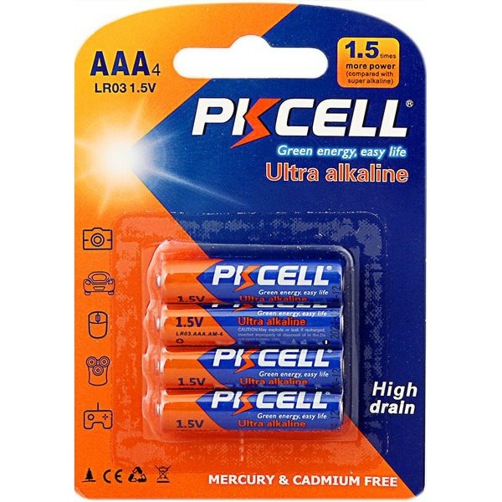 Батарейка PKCELL LR03-4B тип - AAА 4 шт в блистере