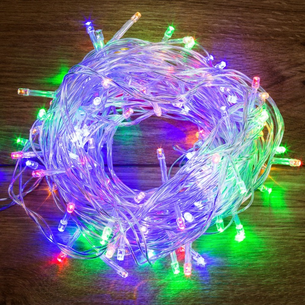 Гирлянда светодиодная универсальная Neon-Night 304-029 100 LED  Мультиколор 10 метров, прозрачный ПВХ, с контроллером